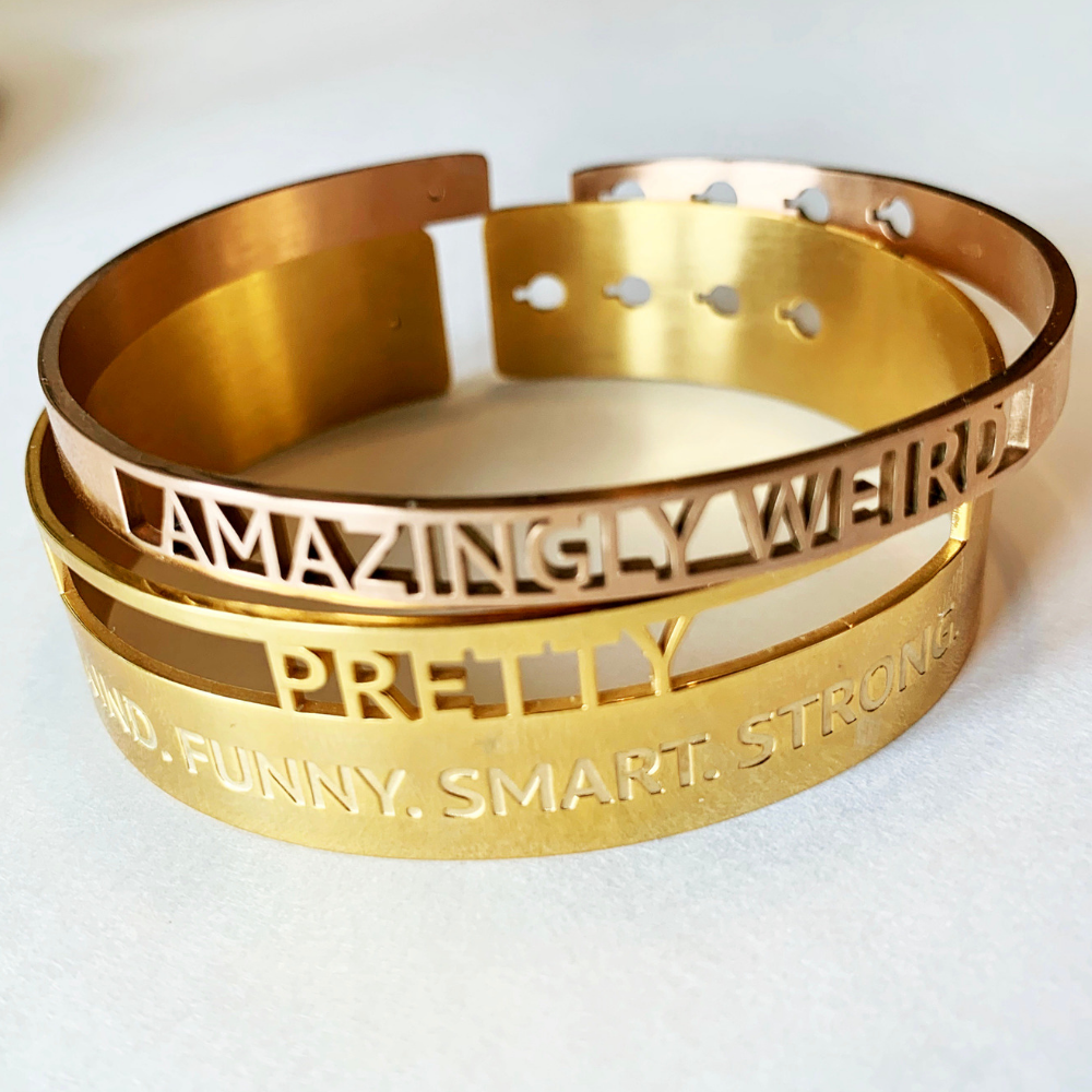 Pretty. Kind. Funny. Smart. Strong. Cutout Bracelet