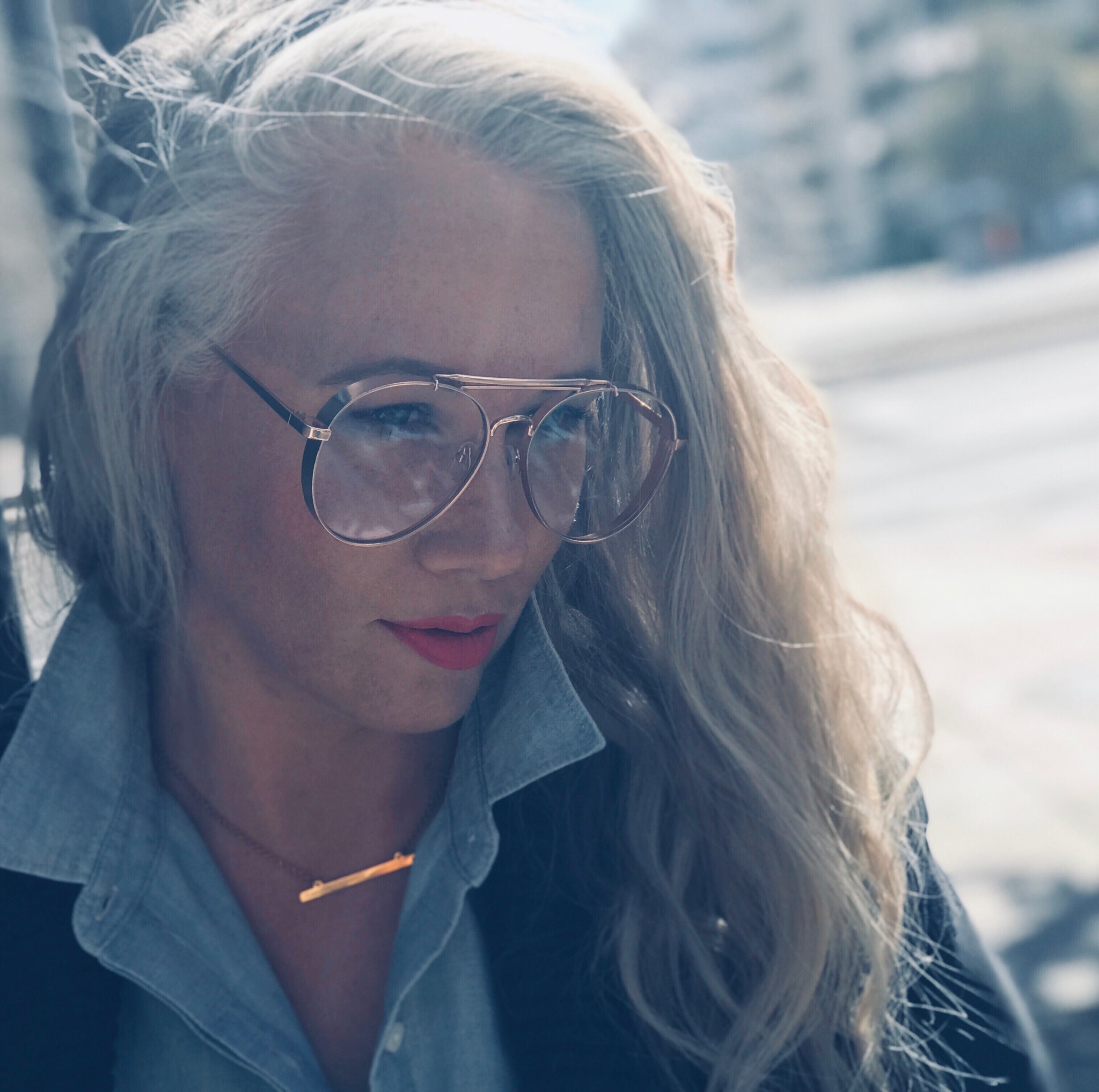 Oversize Metal Side Cover Triple Crossbar Clear Flat Lens Aviator Glasses