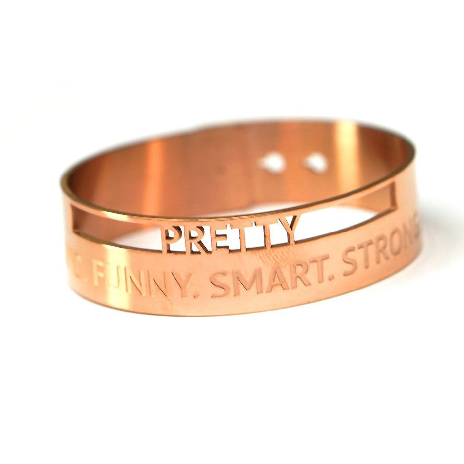 Pretty. Kind. Funny. Smart. Strong. Cutout Bracelet